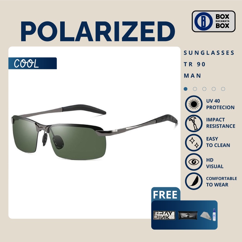 Kacamata hitam Anti Silau Anti UV Polarized Photocromic 2in1 sunglasses sport Kacamata mengemudi  kacamata memancing Pria 3043