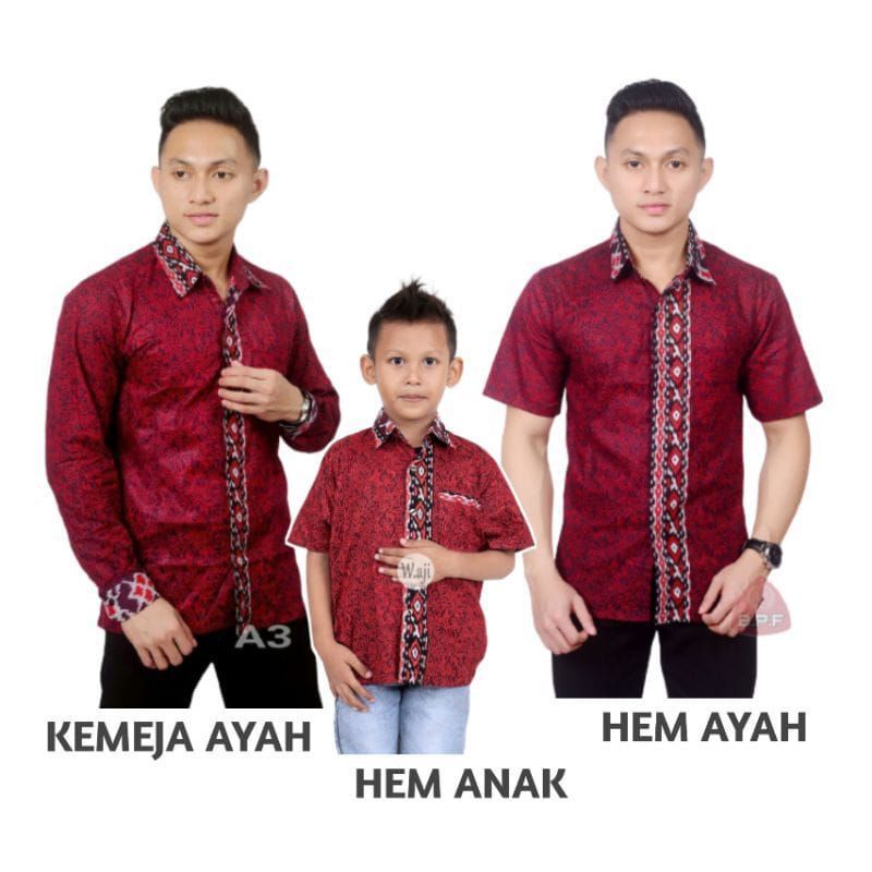[COD] batik couple ayah dan anak laki-laki [MEGA MENDUNG MERAH] // kemeja batik pria dewasa dan anak