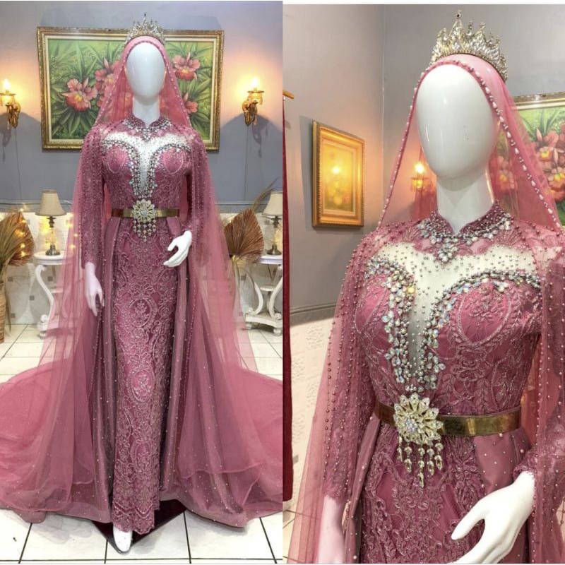 GAUN PENGANTIN SLIM BEREKOR FULL PAYET//BAJU PENGANTIN MEWAH BEREKOR