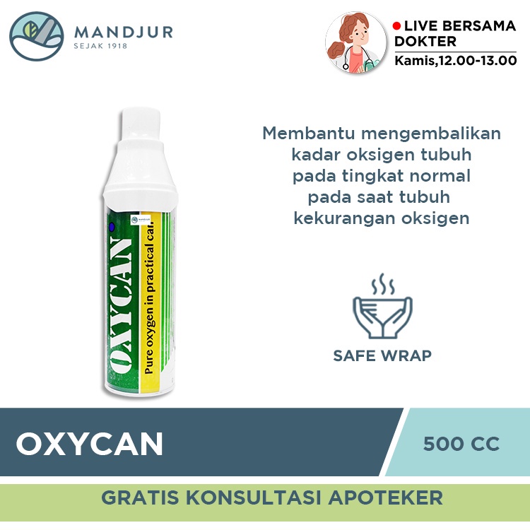 (Original) Oxycan Green Kaleng 500 cc - Oxygen / Oksigen Portable Exp Lama Termurah