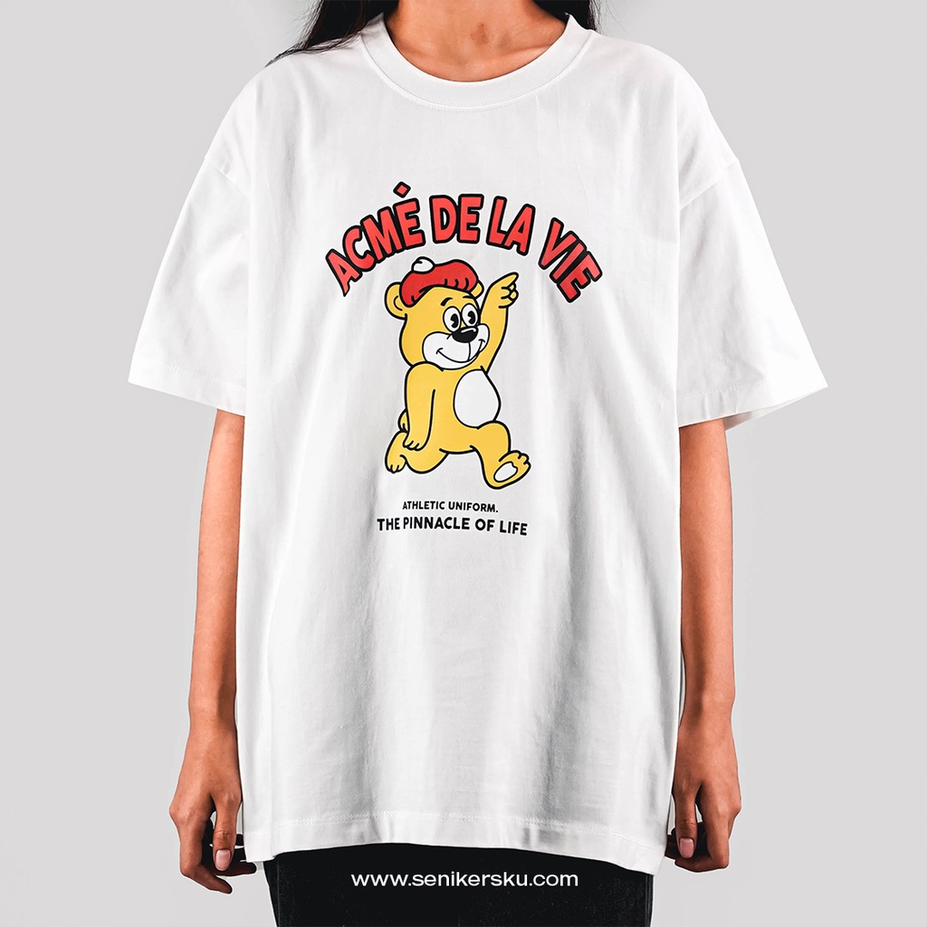 ADLV Cartoon Yellow Bear White Tee