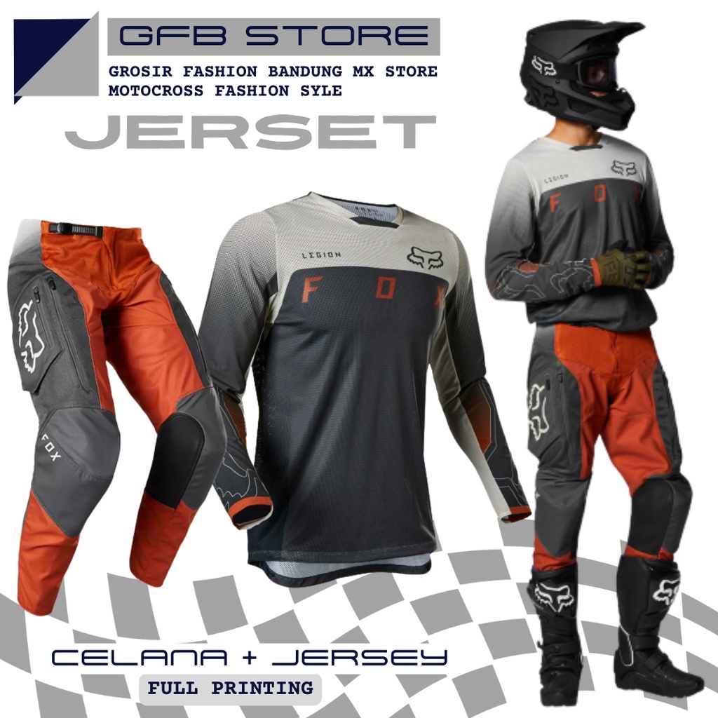 Pants set Celana Cross Jersey motor Trail adventure mtb Hitam Black motocross panjang trabas enduro Jumbo Murah pria dewasa
