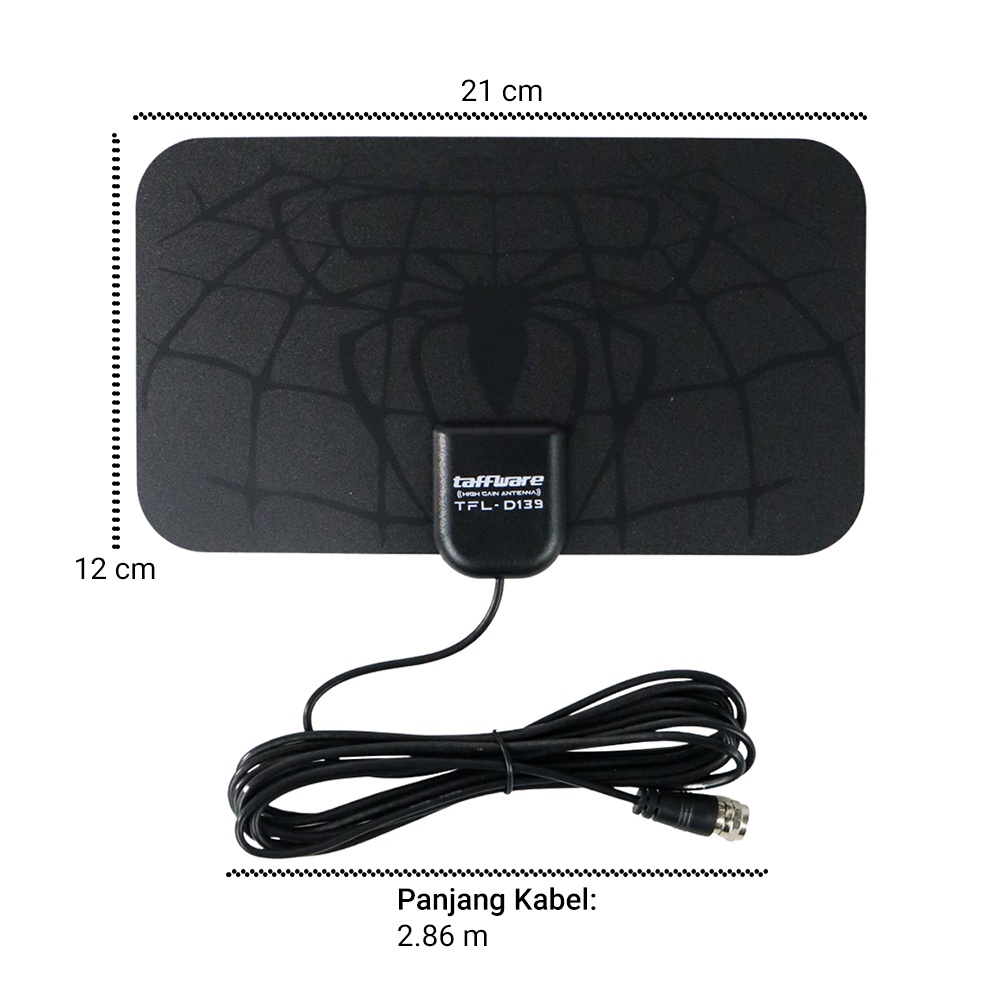 Taffware Antena TV Digital Indoor Set Box  DVB-T2 25dB Spider Pattern V2.0 - TFL-D139 - Black