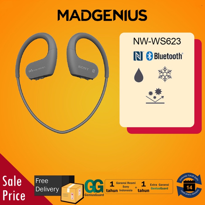 {AbdiStore} Sony Ori NW-WS623 / NW WS623 / NWWS623 Black 4GB Waterproof Walkman Diskon