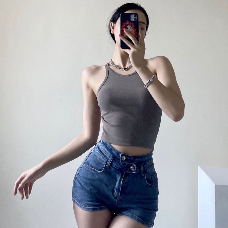 QUEEN SAKURA - Q20077BL - BERSKA TANKTOP WITH CUP BRA IMPORT - TANKTOP WANITA IMPORT