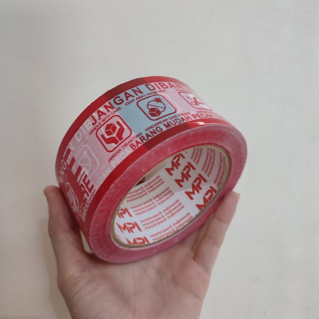 Lakban Fragile MPI Merah Handle With Care per piece