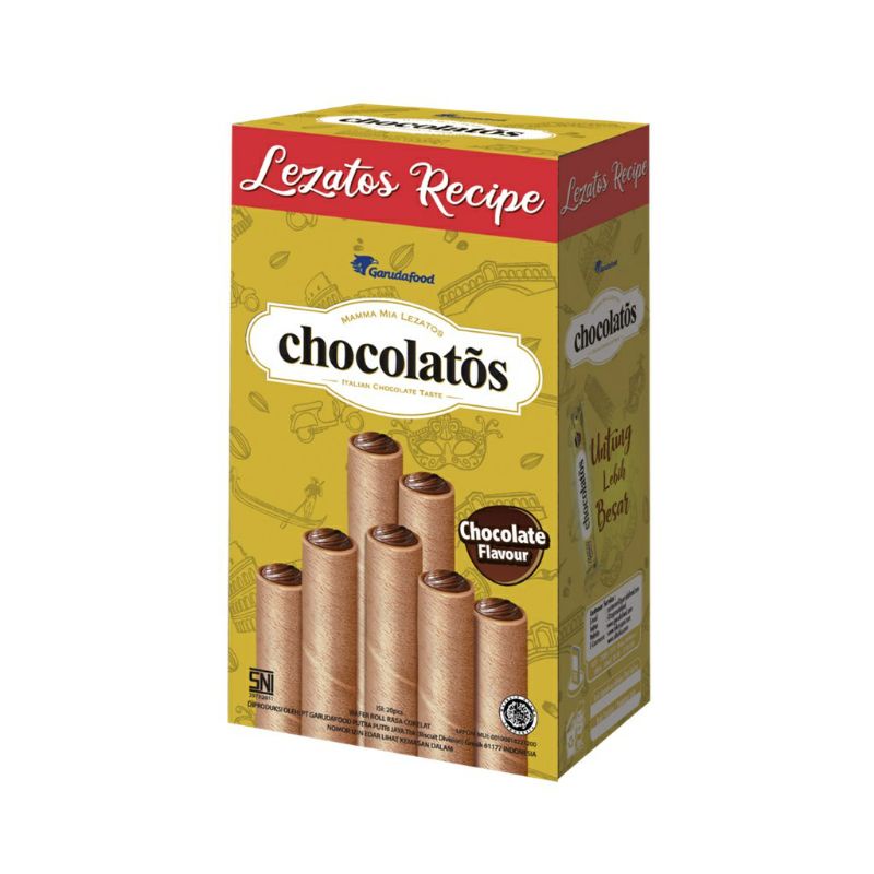 

Chocolatos wafer roll rasa cokelat per box isi 24pc @14g