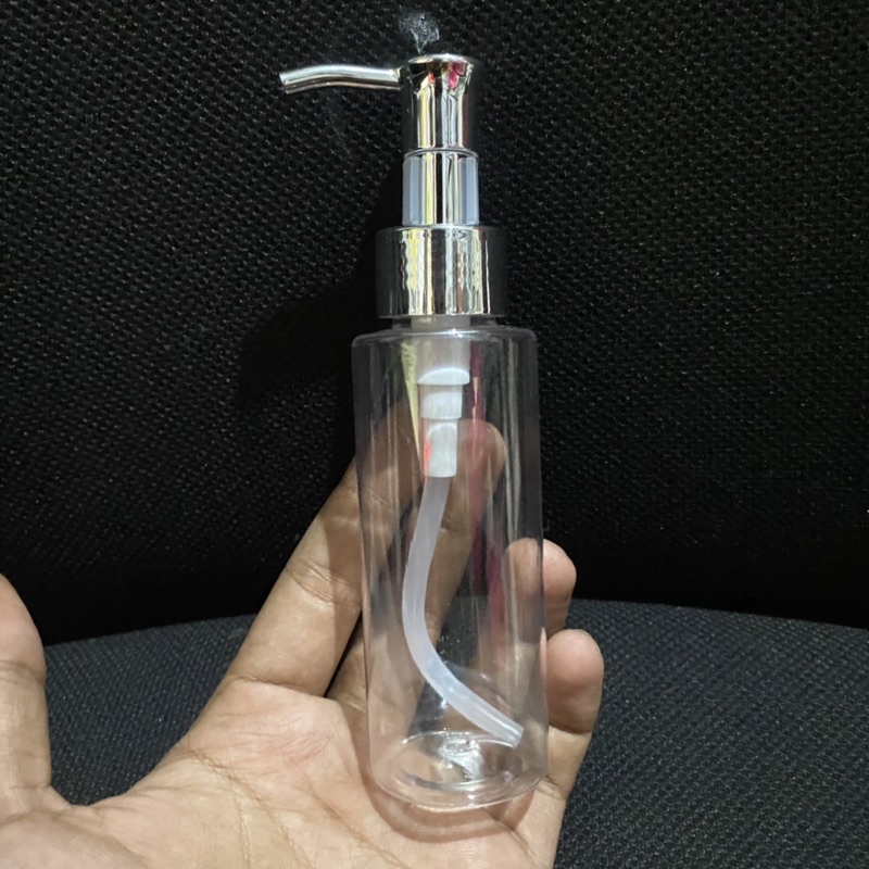 BOTOL RF 100ML CLEAR TUTUP CLIP OIL PUMP SILVER BOTOL 100 ML PET PUMP CLIP OIL LUXURY