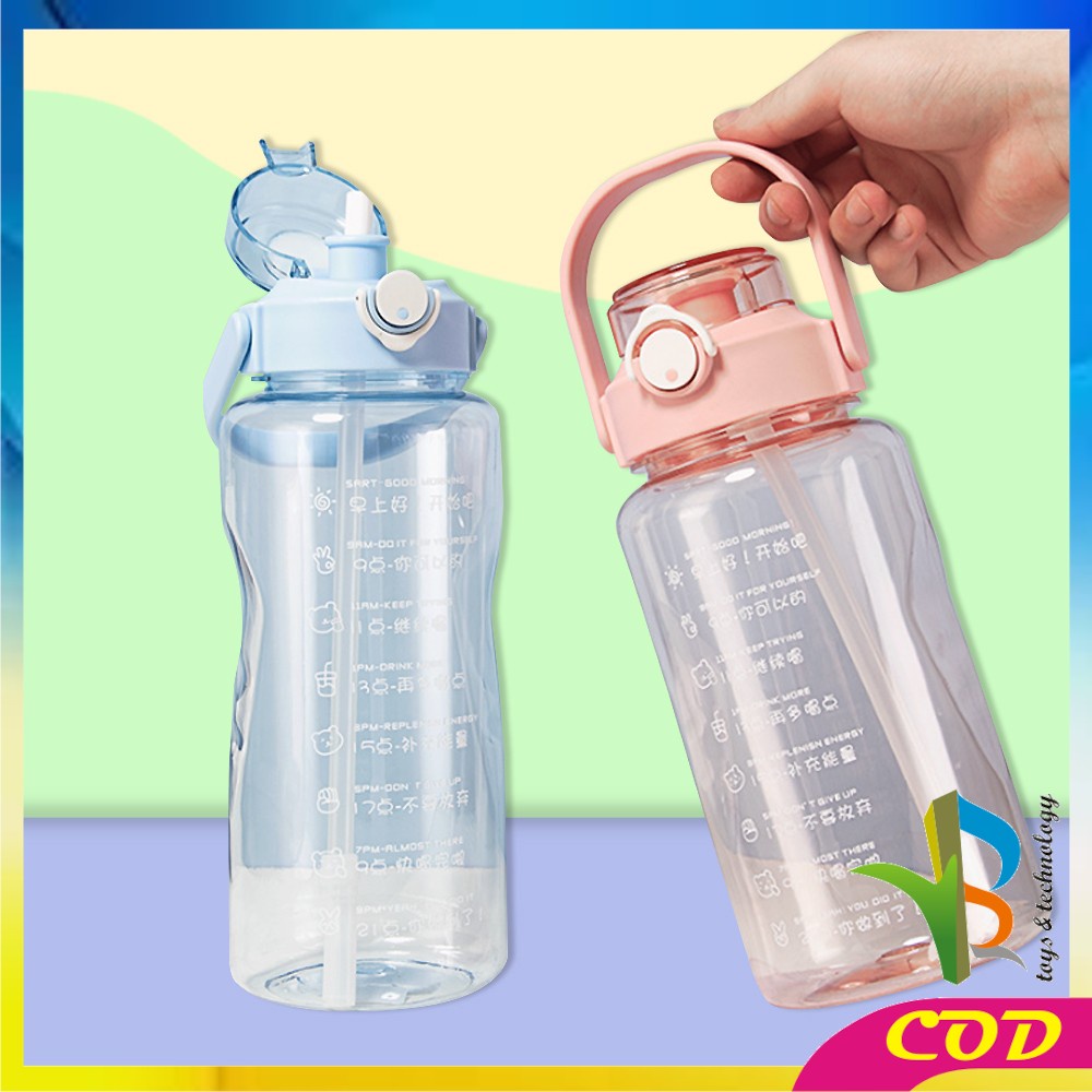 RB-C304 C305 Botol Minum Motivasi 2 Liter Food Grade / Botol Air Minum Jumbo 2000ml BPA FREE / Botol Minum Sedotan Dewasa