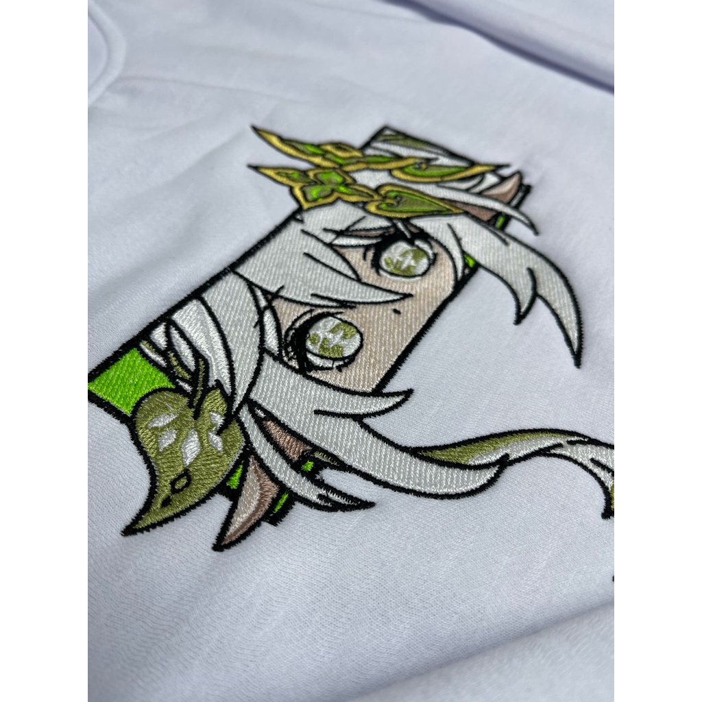 Crewneck Genshin Nahida White Embroidery Genshin Character Gaming Premium Unisex