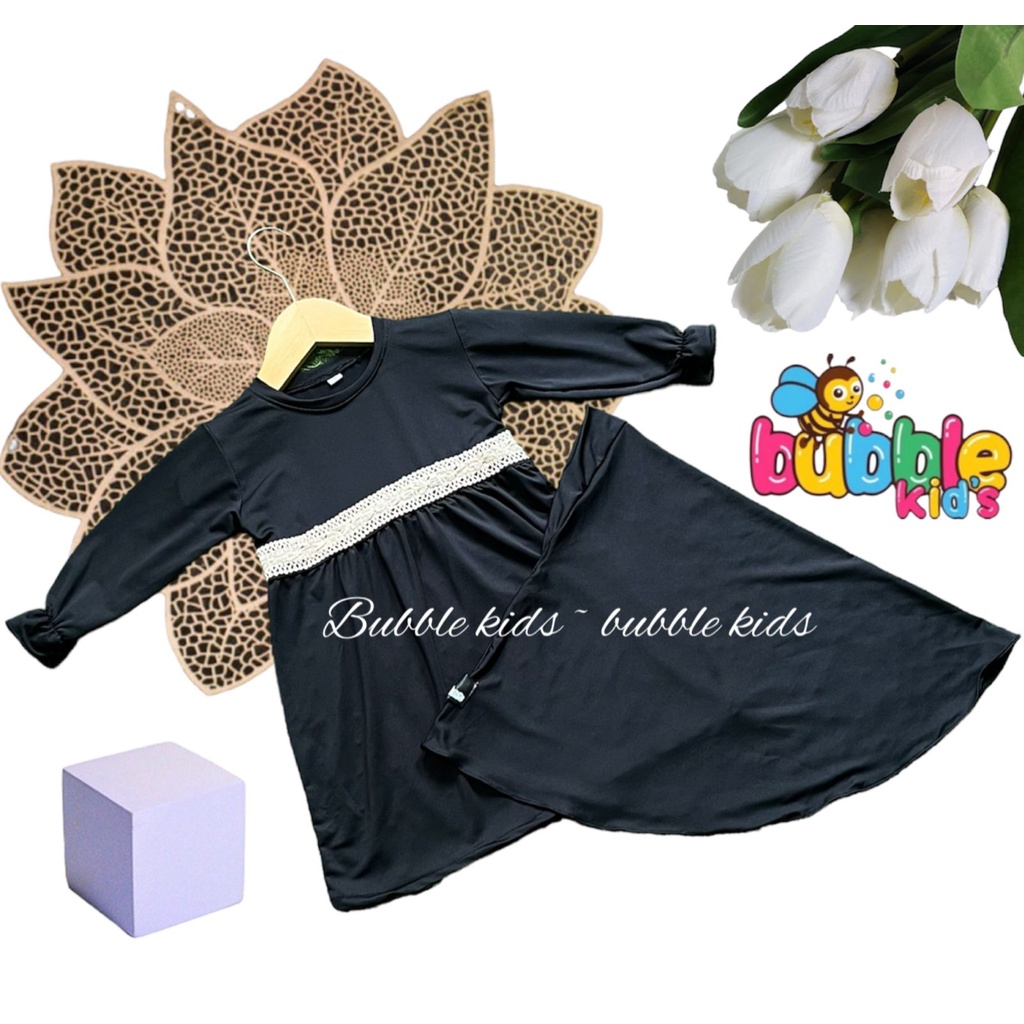 gamis bayi perempuan newborn 0-2 thn / gamis renda madina / gamis anak perempuan hitam