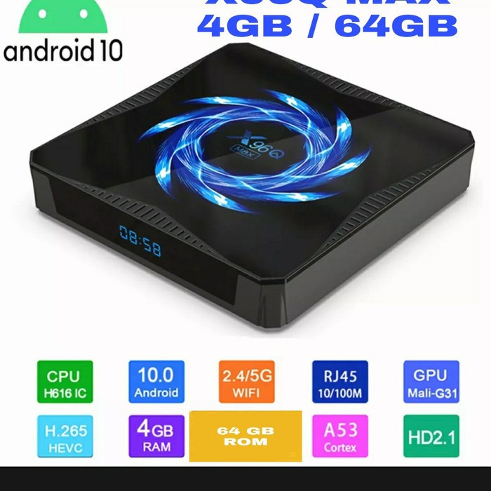 Tv Box Android Tv Box X96Q Max 4Gb/64Gb Os 10 Miracast Airplay Bt5.0 Full App
