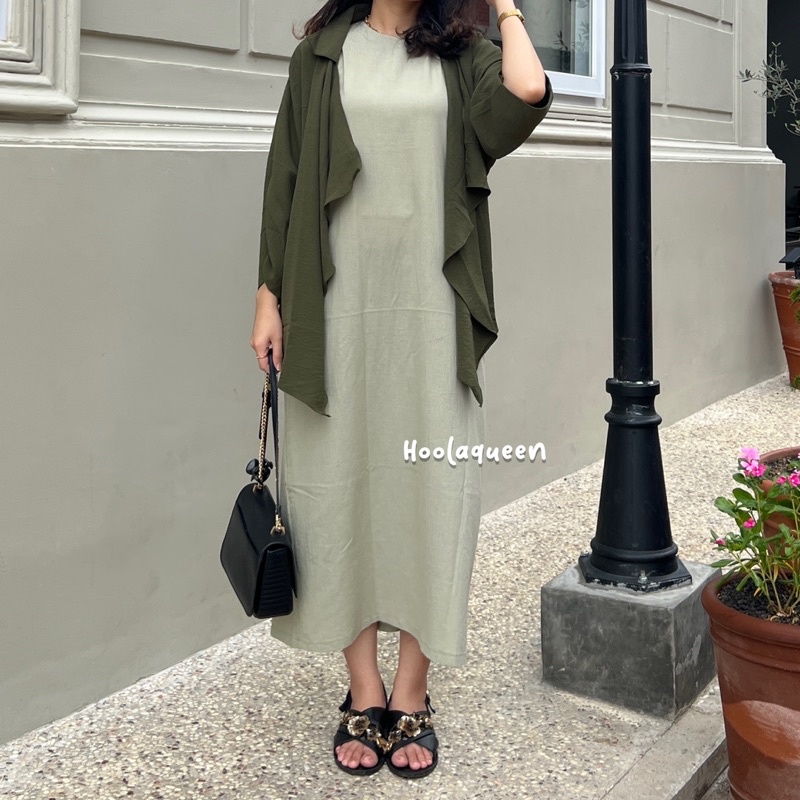 INNER DRESS LINEN CRINKLE OUTER CRINKLE AIRFLOW BAHAN SUPER FLOWY HALUS ANTI GERAH