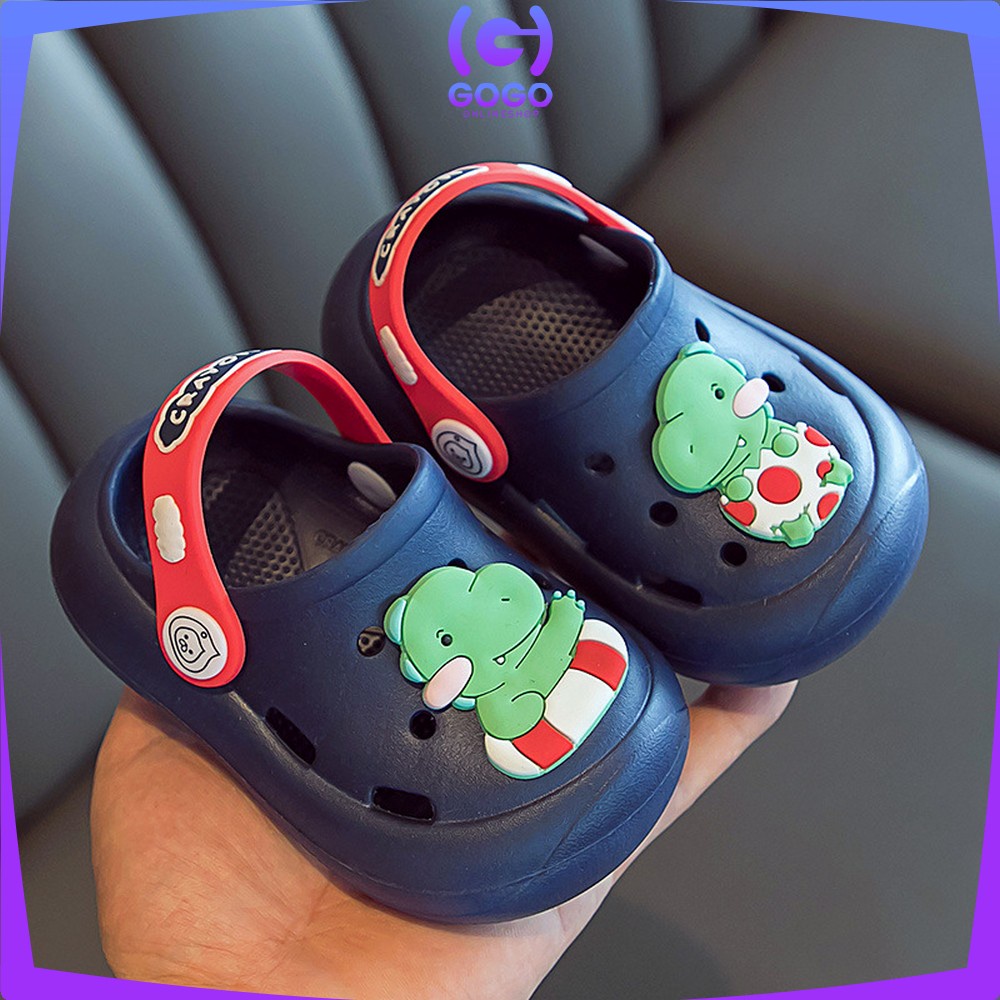 GOGO-S39 Sandal Sepatu Anak Dengan Tali Belakang Bahan EVA Motif Dinosaurus Lucu Anti Slip / Sendal Peach Waterpoof Import Cute Slipper Baby Gemoy