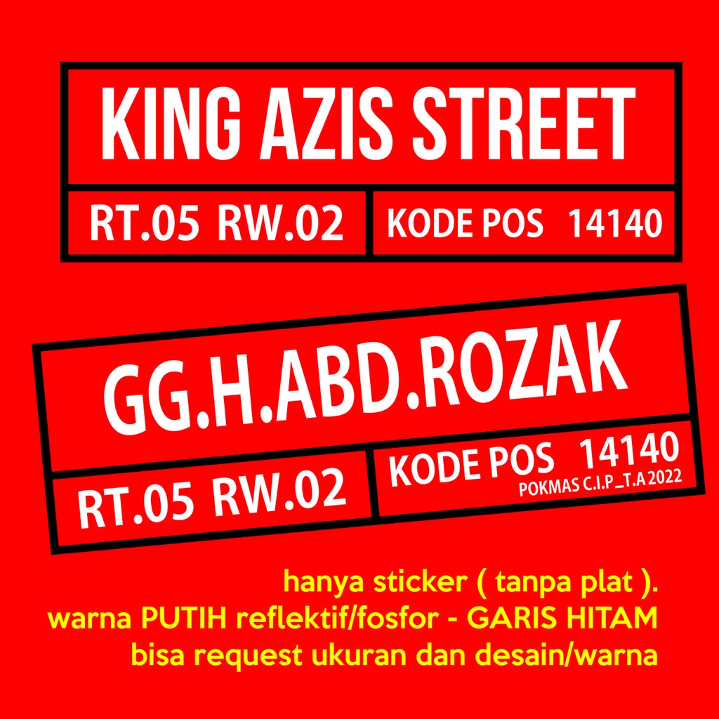 

STICKER PLANG NAMA JALAN