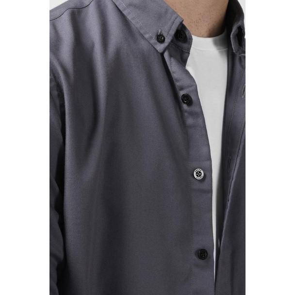 KEMEJA PREPP STUDIO EXETER BLACK BUTTON LONG SLEEVE SHIRT ASPHALT - M