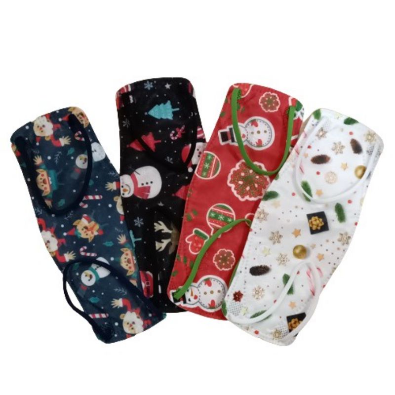 20PCS MASKER NATAL ANAK KF94 4PLY EARLOOP VIO PREMIUM MOTIF CHRISTMAS
