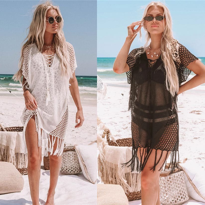 READY STOCK SAF - OUTER ONLY - CELLY knitted outer mini dress woman premium / korean swimwear / beac