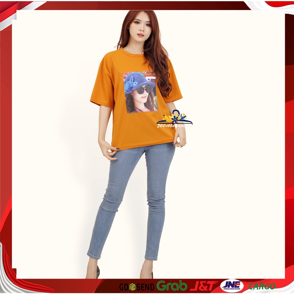 Kaos Wanita Jumbo Oversized Lengan pendek Wanita  Gaya Korea print DTF Indrarini - JCCollections