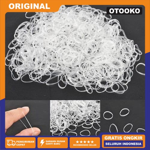 Karet Ikat Rambut Jepang Transparant Bening Clear Elastis isi 200 Pcs