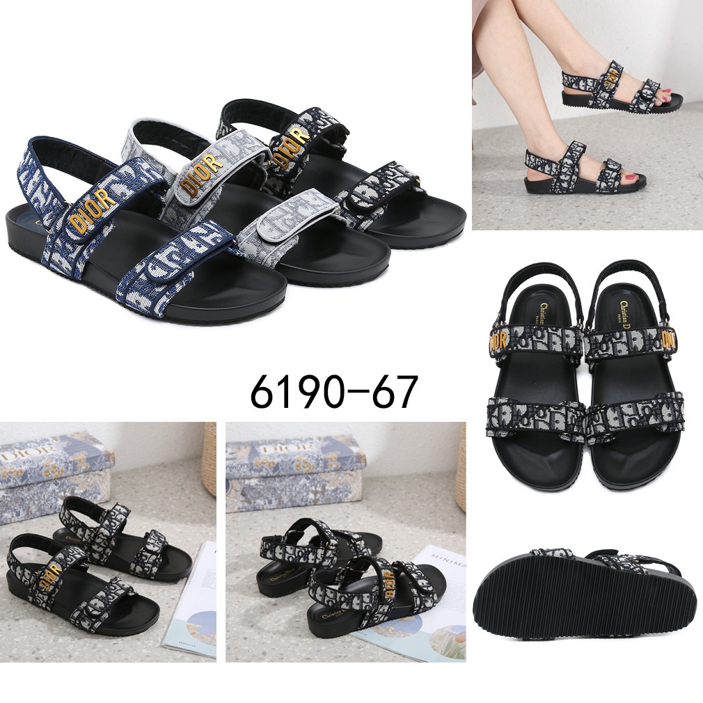 DR Oblique Jacquard Flat Sandals Ankle Strap 6190-67