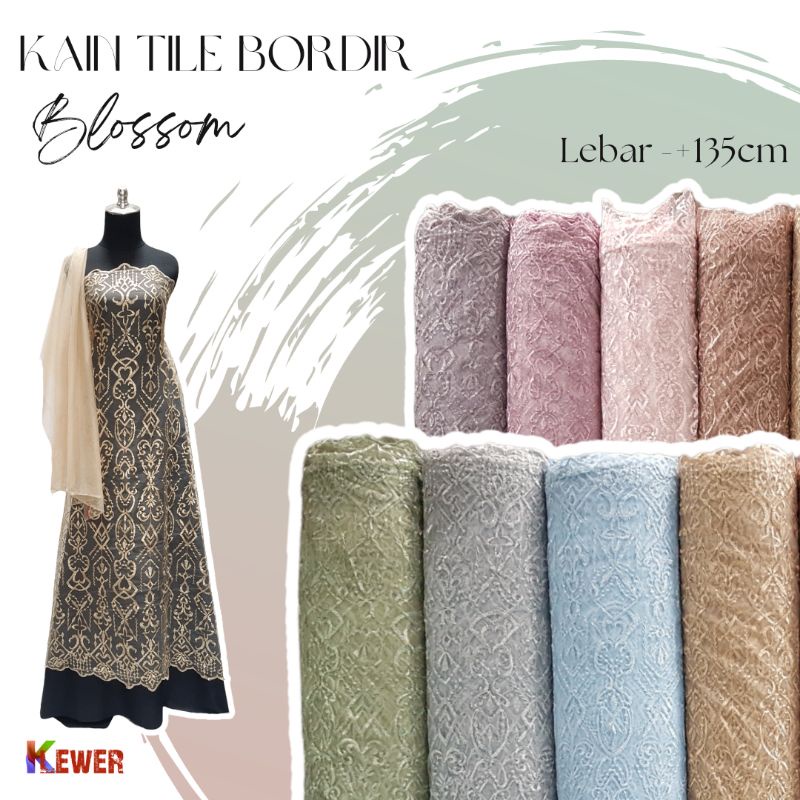 Jual Bahan Kain Tile Bordir Kebaya Blossom Tille Tule Tulle Halus Lembut Murah Meteran Shopee