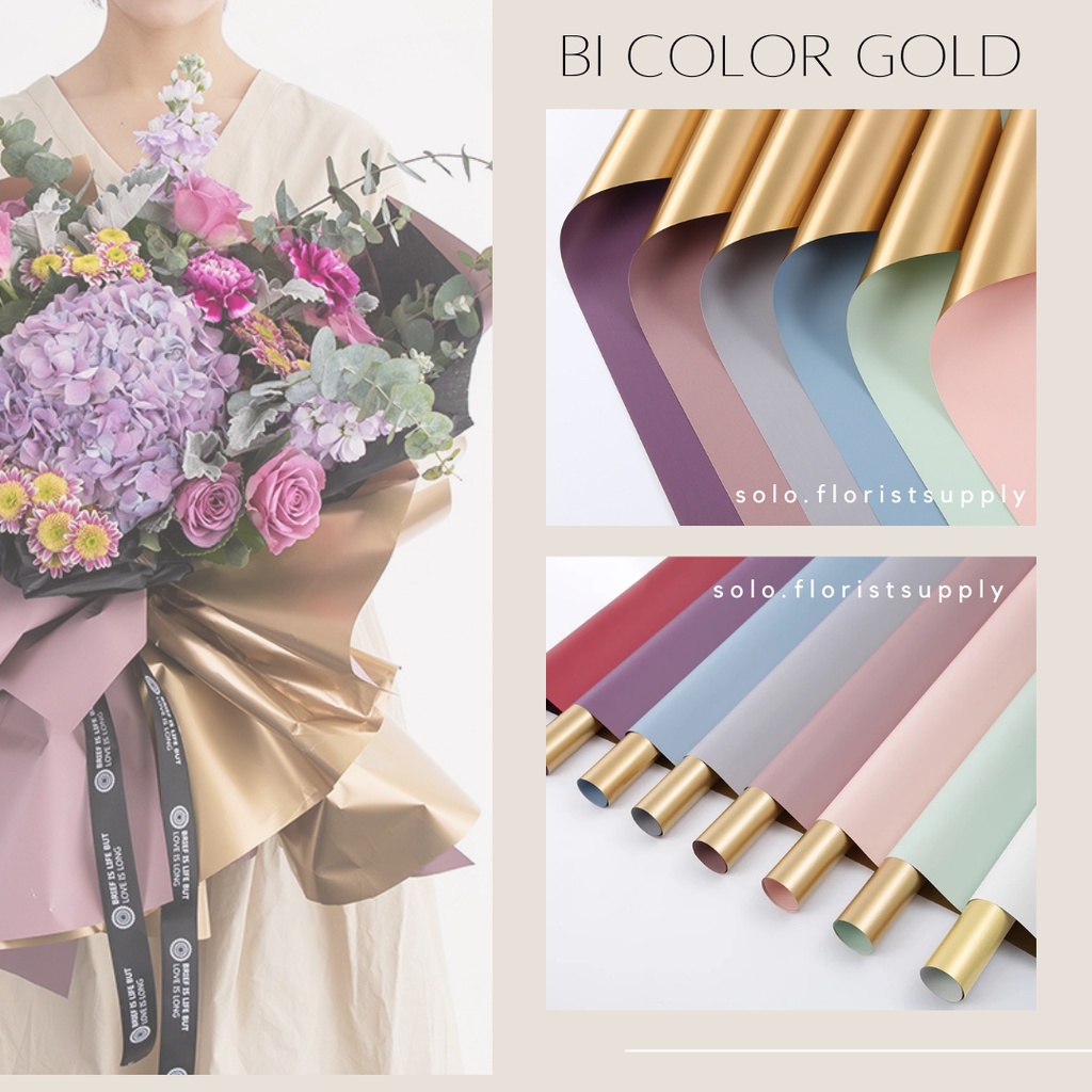 

[SW] [ECER] BI COLOR GOLD FLOWER WRAPPING CELLOPHANE KERTAS BUKET PEMBUNGKUS BUNGA PAPER KERTAS EMAS