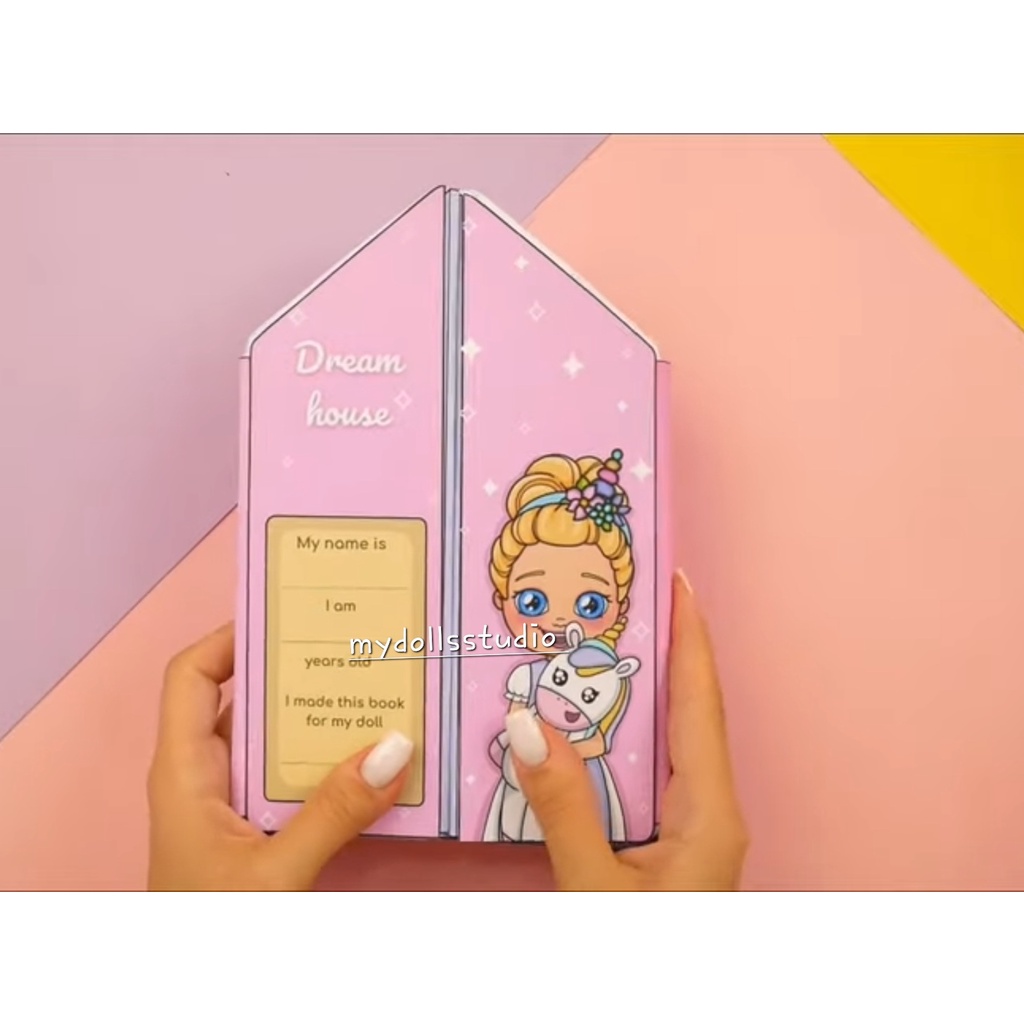 Paper doll Unicorn doll house ,busy book for kids, buku anak