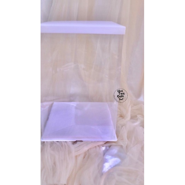 

Korean Square Mica Tall Box/Transparent Tall Box/Transparent Cake Box - 26x26x45cm