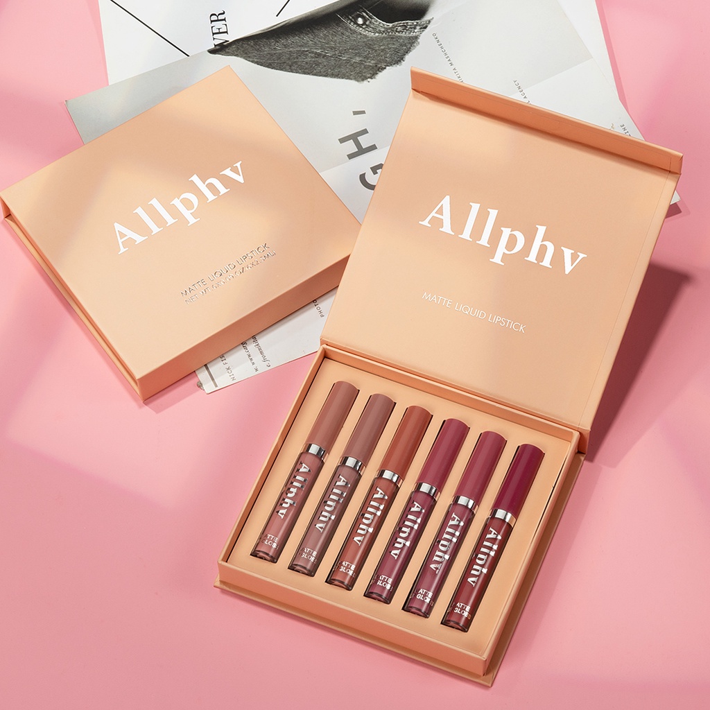 【Baru】ALLPHV Lipgloss Makeup Matte Lip Cosmetics Long Lasting Waterproof Velvet Liquid Lipstick set Waterproof Sexy Fashion Lips Makeup