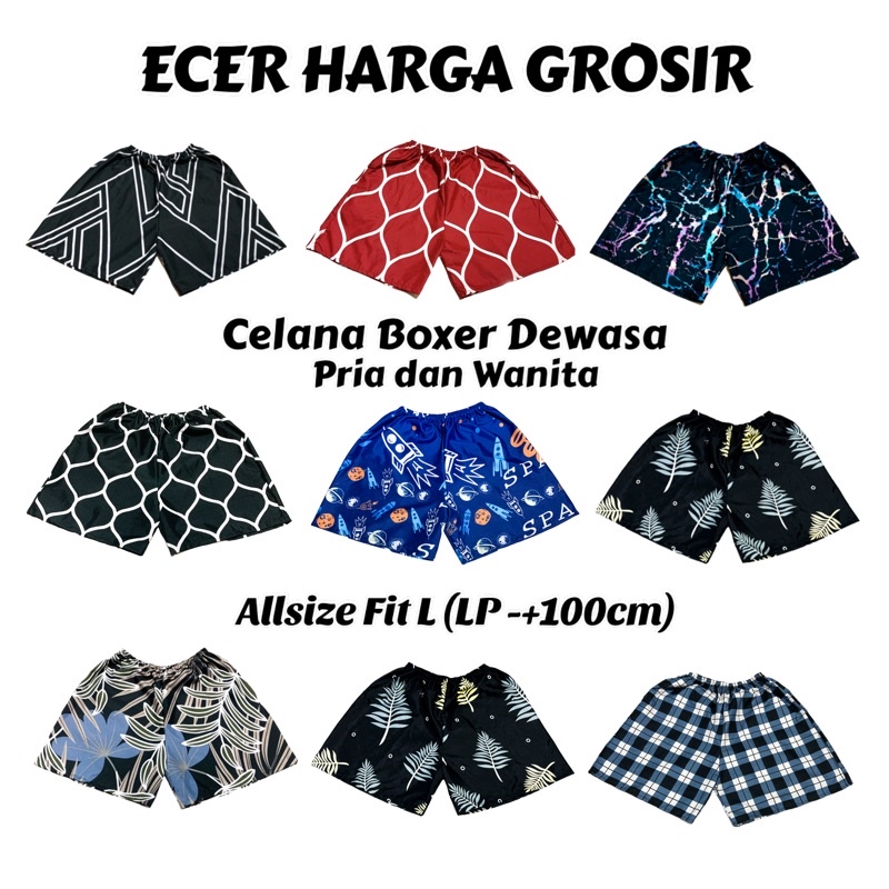 [MOTIF LAIN] ✔️CELANA BOXER KOLOR PENDEK SANTAI DEWASA PRIA / WANITA COWOK CEWEK UNISEX
