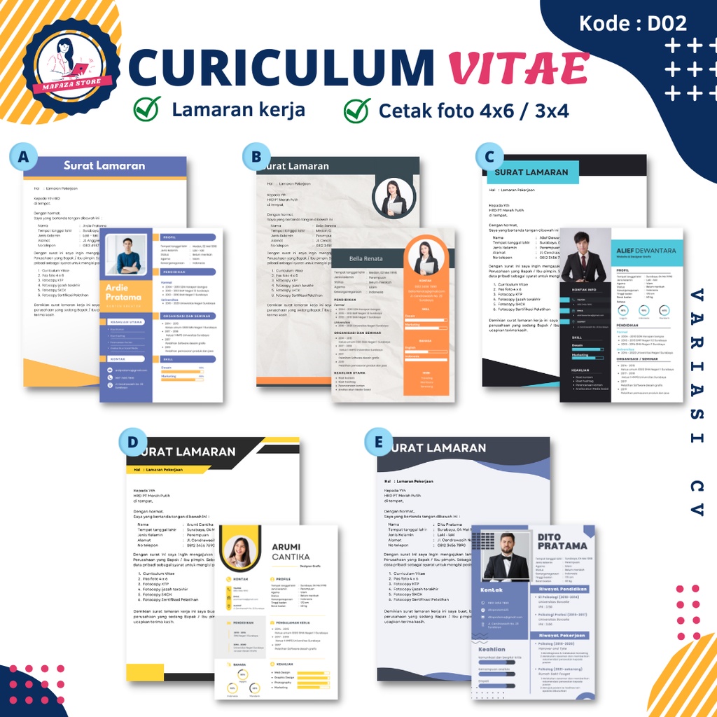 

Jasa pembuatan Lamaran Kerja CV / Curiculum vitae siap kerja / Desain CV Kerja