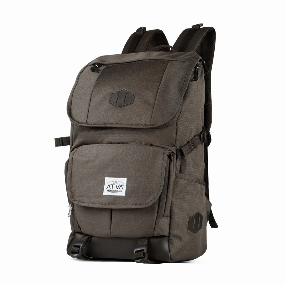 GALARDO BROWN ORIGINAL x ATVA ATVA Tas Ransel Casual Coklat Pria Daily Backpack Kuliah Kampus Kerja Kantor Sekolah SMA SMK Remaja Dewasa Tas Punggung Laptop Ukuran Besar 14 15 16 Inch Bagpack Distro USB Charger Premium Outdoor Travel Traveling Bag Branded