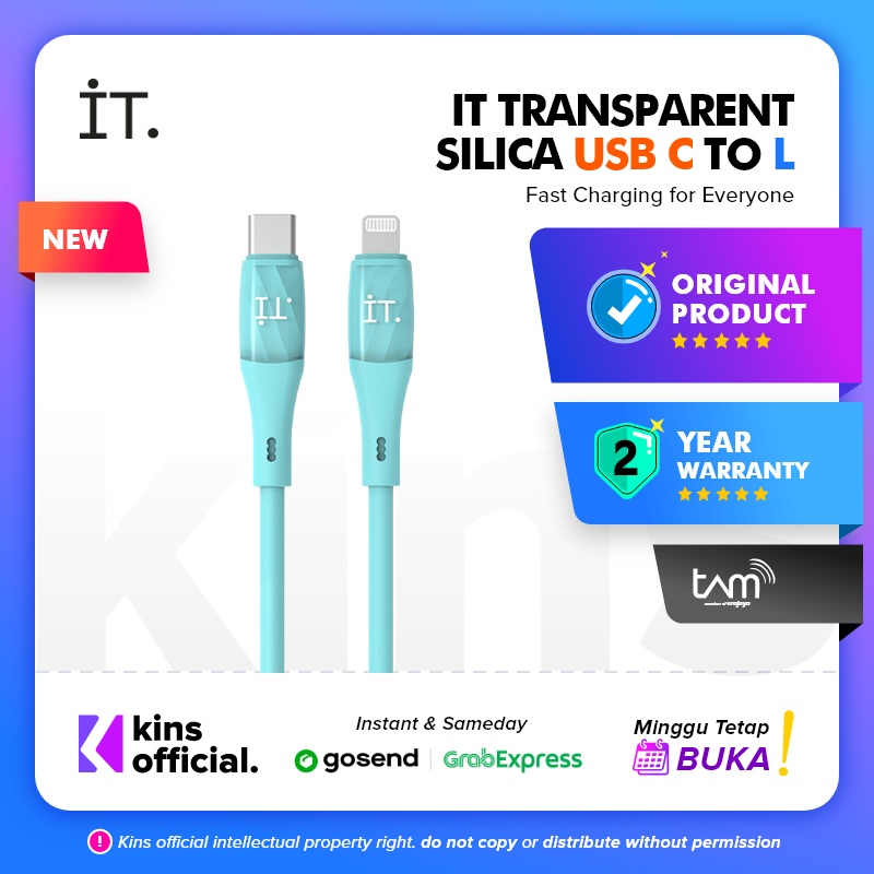 IT Trans Silica Cable USB C to Lightning MFI - Mint