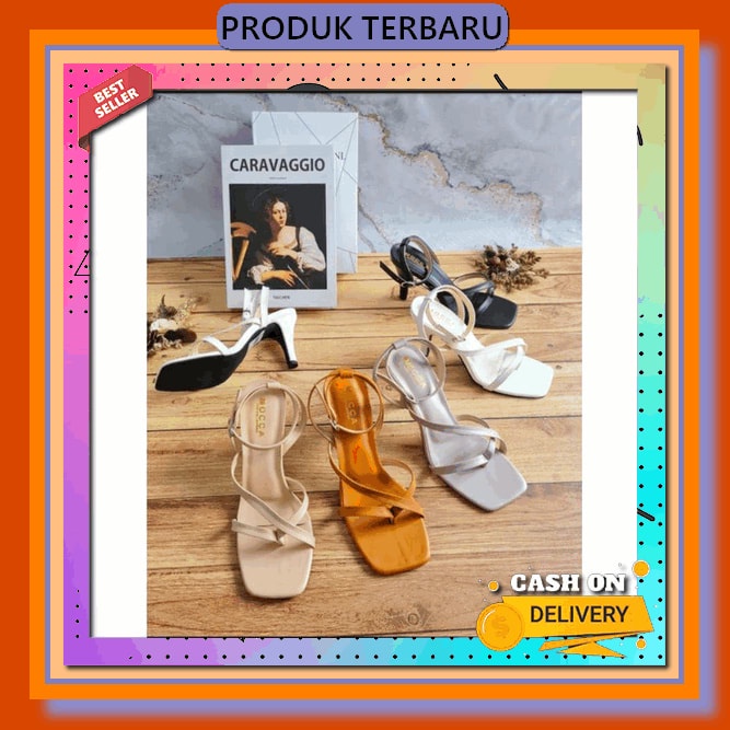 Vn 01 Sandal - Sendal Heels Hils Heals Hels Hak Tapak Tahu Tinggi Andin Kaca Transparan Kondangan Pe