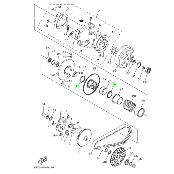 SEAL SIL PULLY PULI SOUL GT 125 FINO 125 ASLI ORI YAMAHA 2PH E7465 00