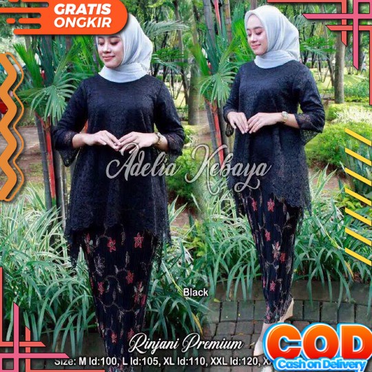 Setelan Kebaya Brukat Rinjani Modern Hijab Remaja Style Modis Terbaru Murah , Simple , Elegan Terlar