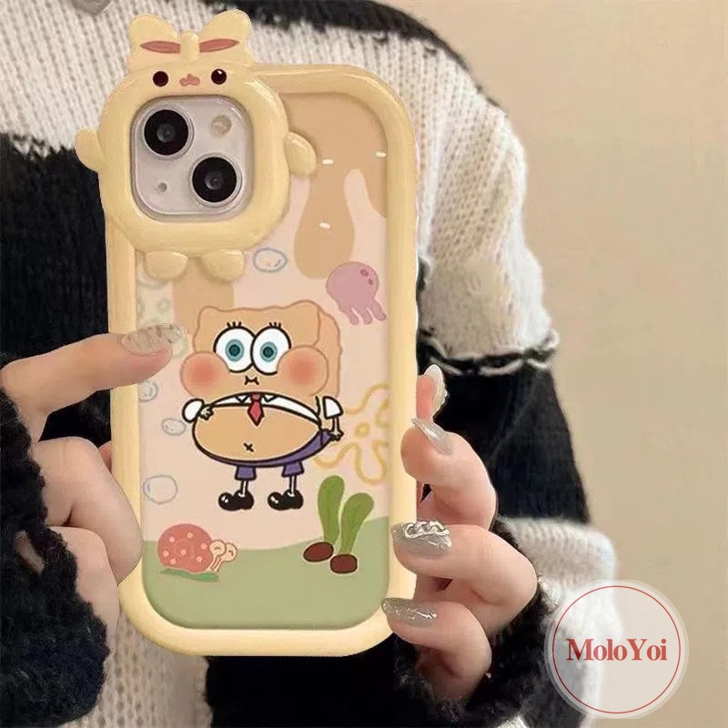 Soft Case Motif SpongeBob 3D Untuk iPhone 11 12 13 14 Pro MAX XR 6 6s 7 8 14 Plus X XS MAX SE 2020