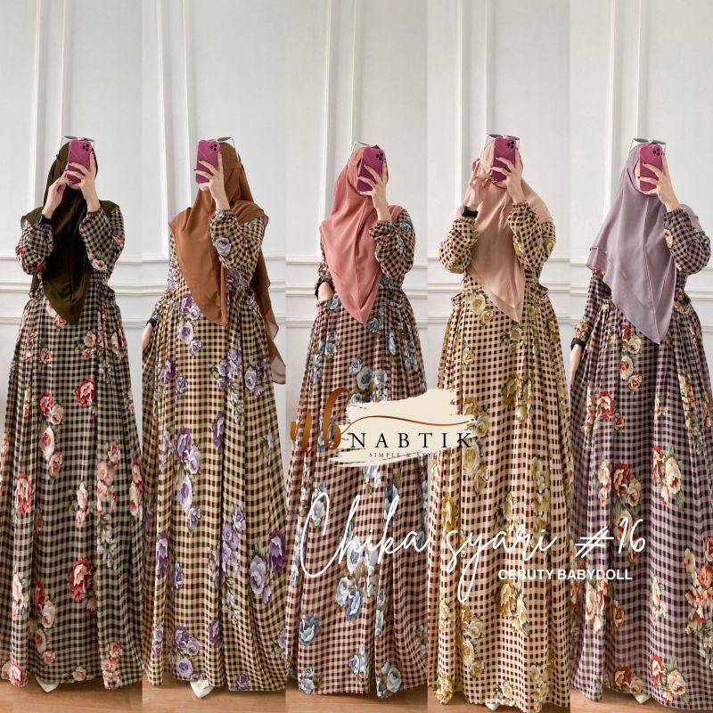 Dres gamis CHIKA SYARI #16 bahan ceruty plus Khimar cantik original by NABTIK