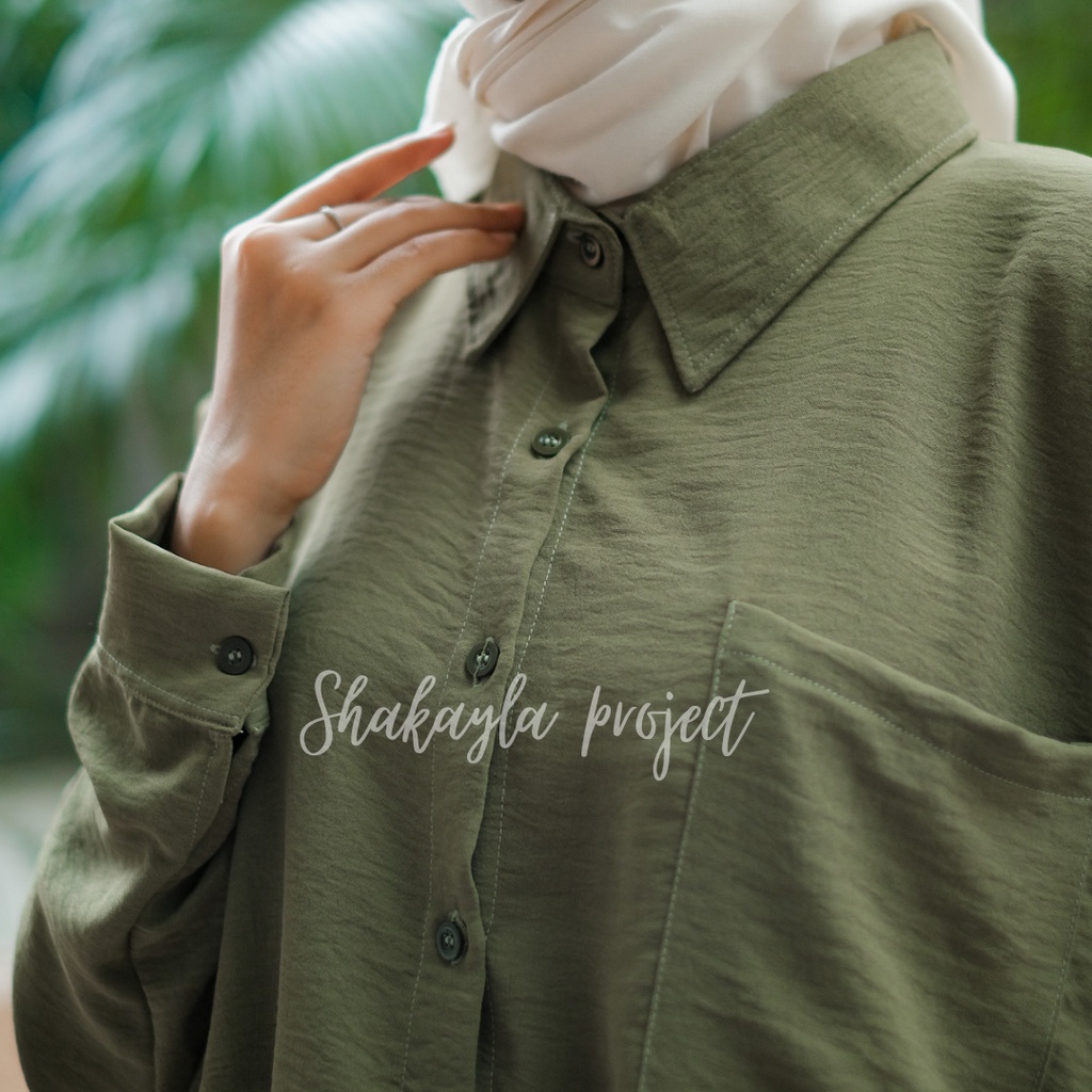 Shakayla Kemeja Panjang Basic Oversize Crinkle Airflow LD 120cm