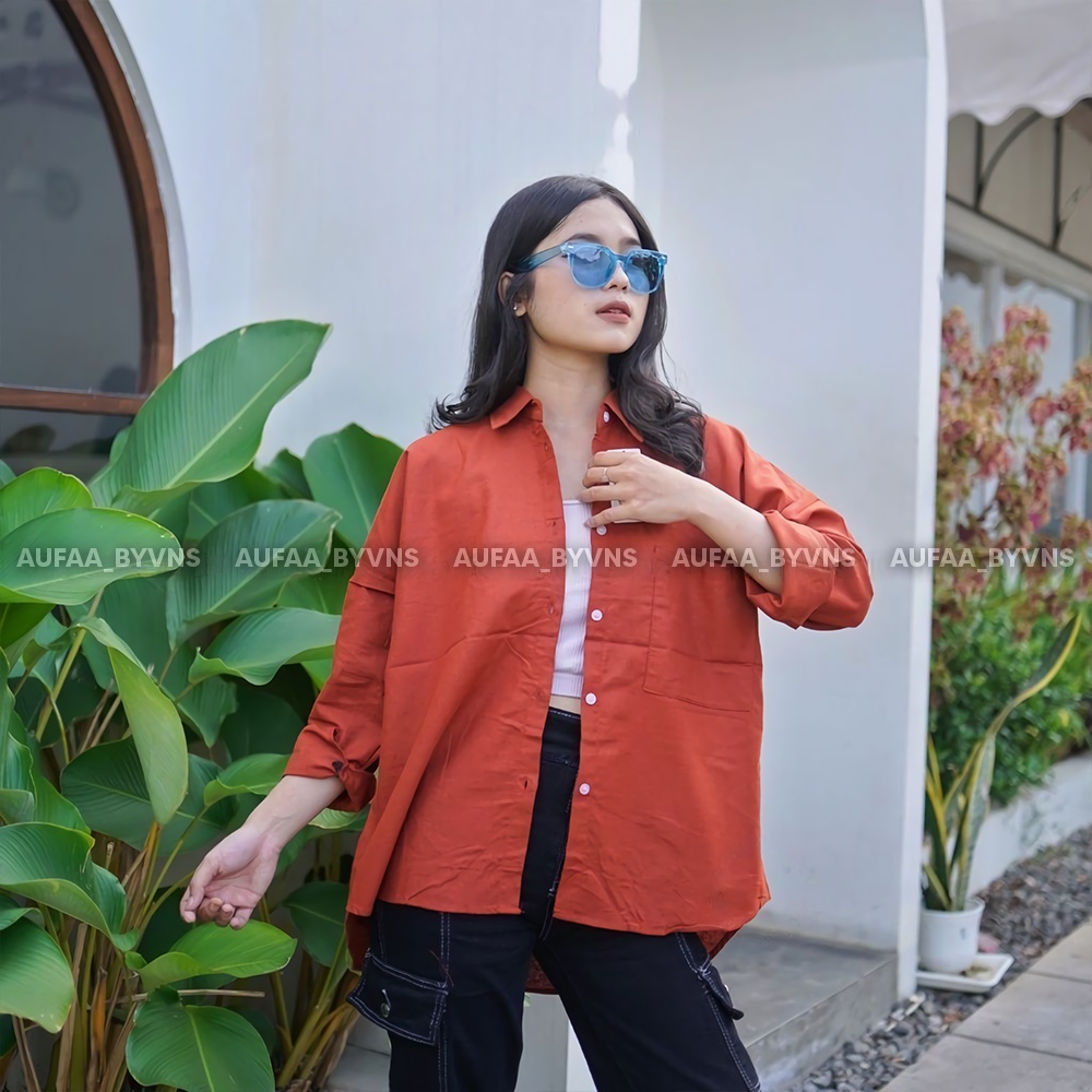 KEMEJA OLIVIA LINEN OVERSIZE WANITA JADE SHIRT / KEMEJA LINEN POLOS / KEMEJA OVERSIZE WANITA / KEMEJA WANITA / KEMEJA POLOS WANITA JADE OLIVIA LINEN