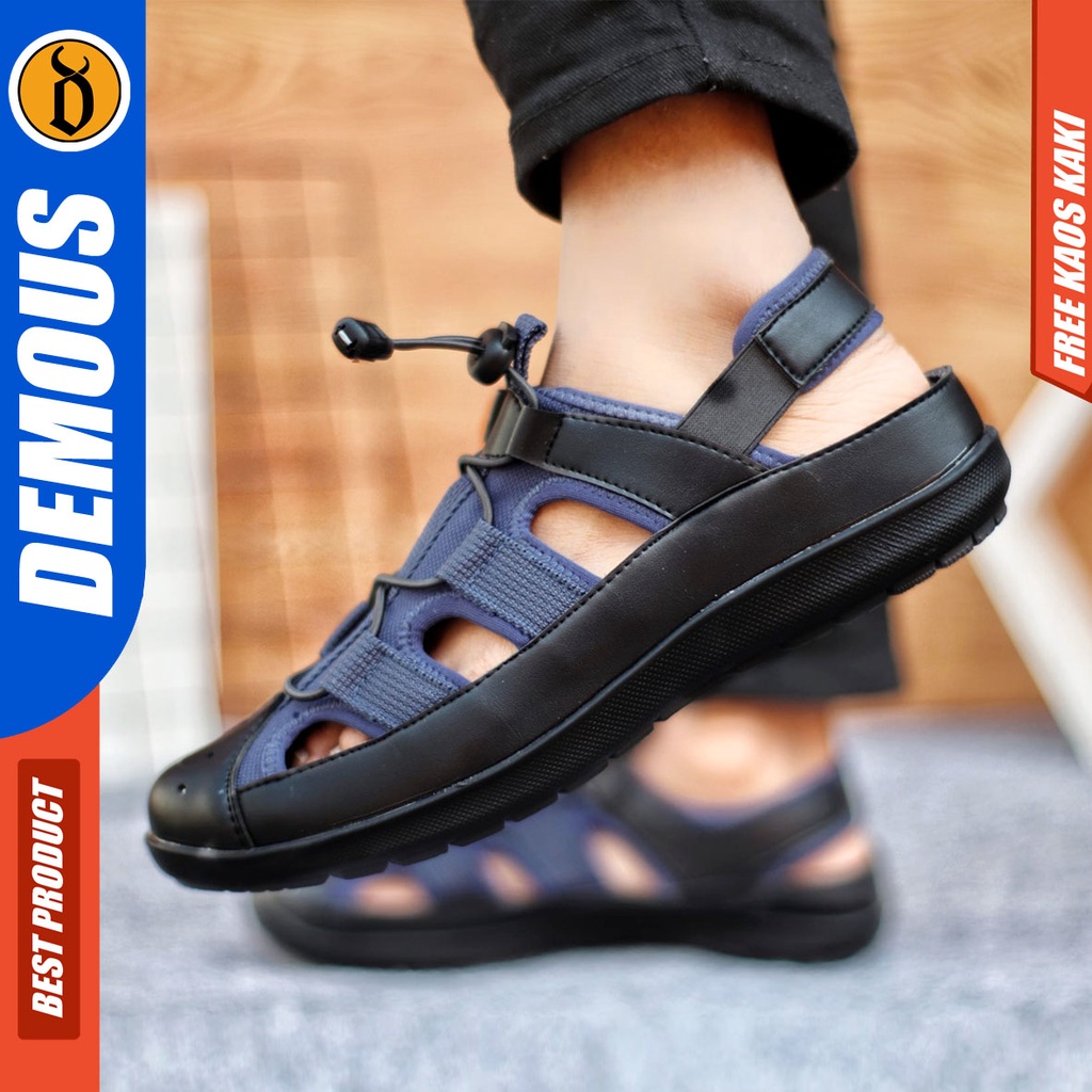 Sepatu Sendal Pria Casual Sepatu Slop Keren Kerja Outdoor Kulit Pu Original DEMOUS LEXA