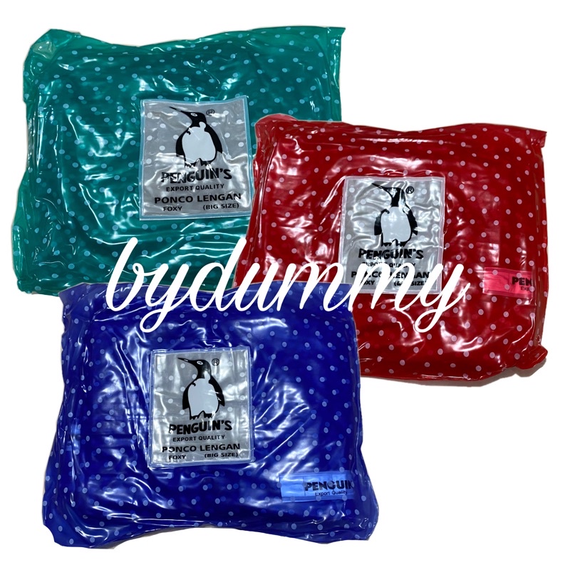 Jas hujan penguin ponco lengan big size polkadot foxy murah berkualitas penguin’s