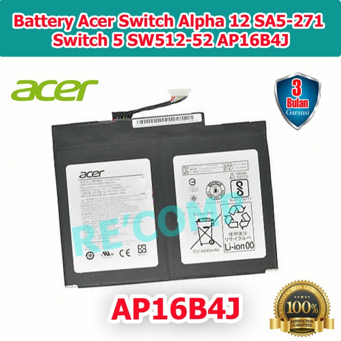 Baterai Battery Acer Switch Alpha 12 SA5-271 Switch 5 SW512-52 AP16B4J
