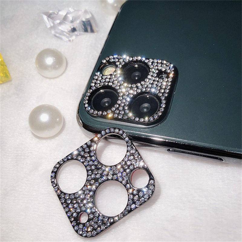 Case Pelindung Lensa Kamera Aksen Glitter Berlian Imitasi Untuk iPhone 14 13 12 11 Pro MAX Mini Plus 14 13 12