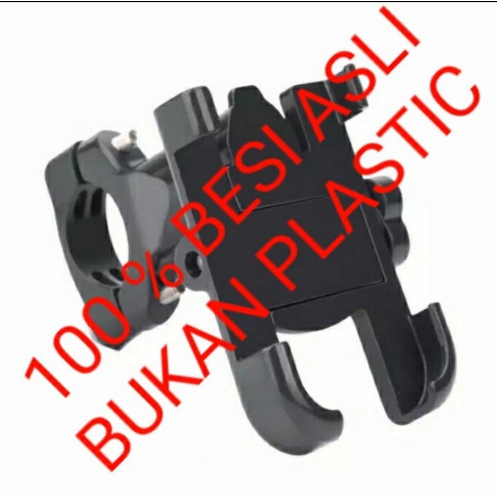 TERMURAH FULL BESI Holder Stang Motor Gojek Grab Ojol Holder Hp Stang Motor anti goyang hitam gold 0