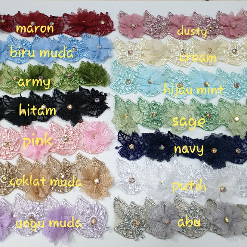 Renda Organdi Daun Kombinasi PER 10 dan 20 kembang atau 5 dan 10 pasang