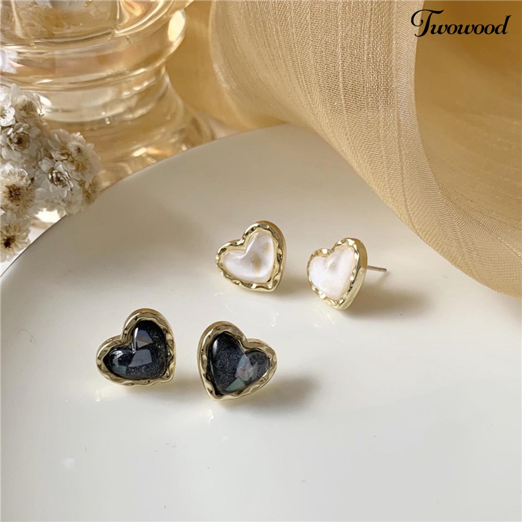 1 Pasang Anting Stud Electroplating Bentuk Hati Gaya Korea Untuk Pesta Pernikahan