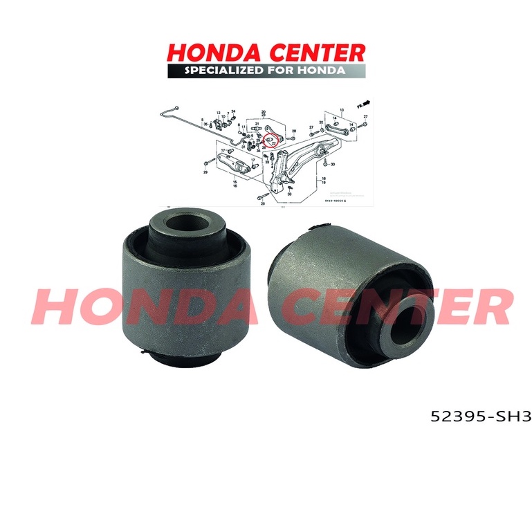 bushing bush bosh bos karet upper arm belakang civic nova lx gran civic 1988 1989 1989 1990 1991 civic genio estilo 1992 1993 1994 1995 civic ferio 1996 1997 1998 1999 2000  crv gen1  2000 2001 52395-SH3-014