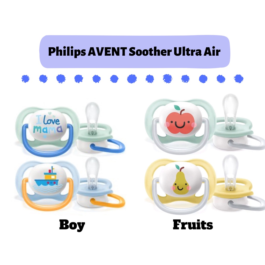 Philips Avent Soother Ultra Air Pacifier Happy Orthodontic  BPA Free / Glow in the Dark SCF376/11 / SCF080/17 2Pack isi 2 pcs - Empeng Dot Bayi